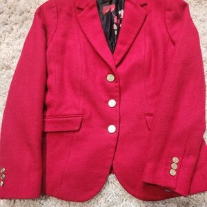 Talbots Vibrant Red Blazer with Gold Buttons